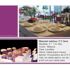 Mantel blanco + camino de mesa