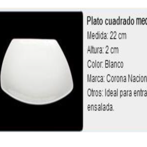 Plato cuadrado tortero